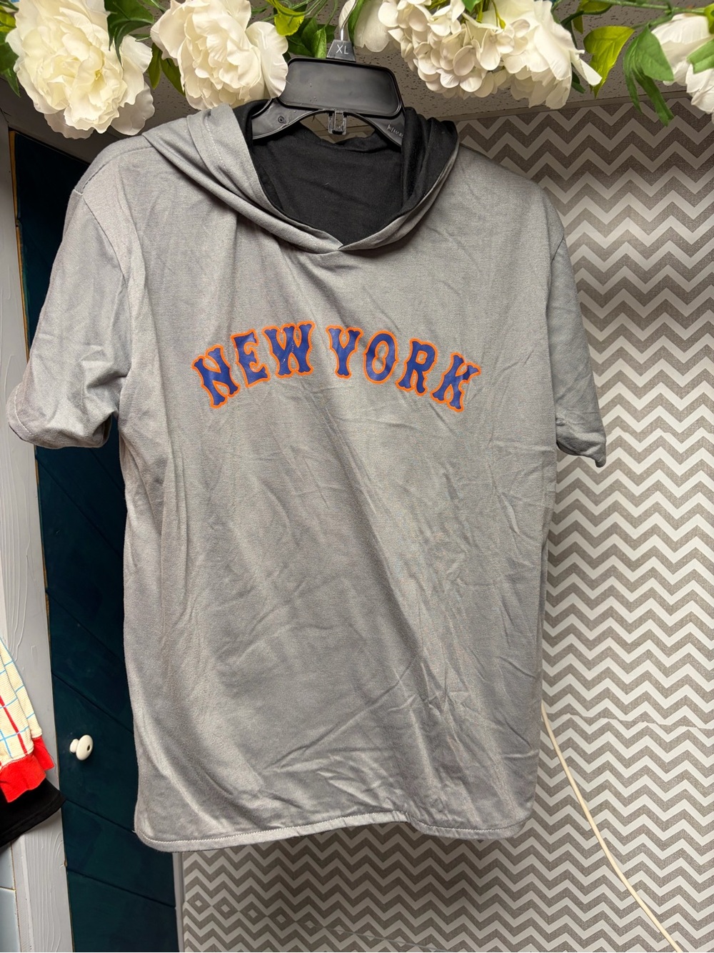 Reversible Black & Gray New York Mets Hooded Tee - Home & Away Jersey Styles